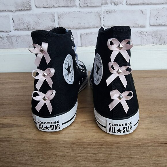 ⭐Converse Chuck Taylor Bows & Studs Sz 10 Mens Shoes Sneakers Black Pink A16447F